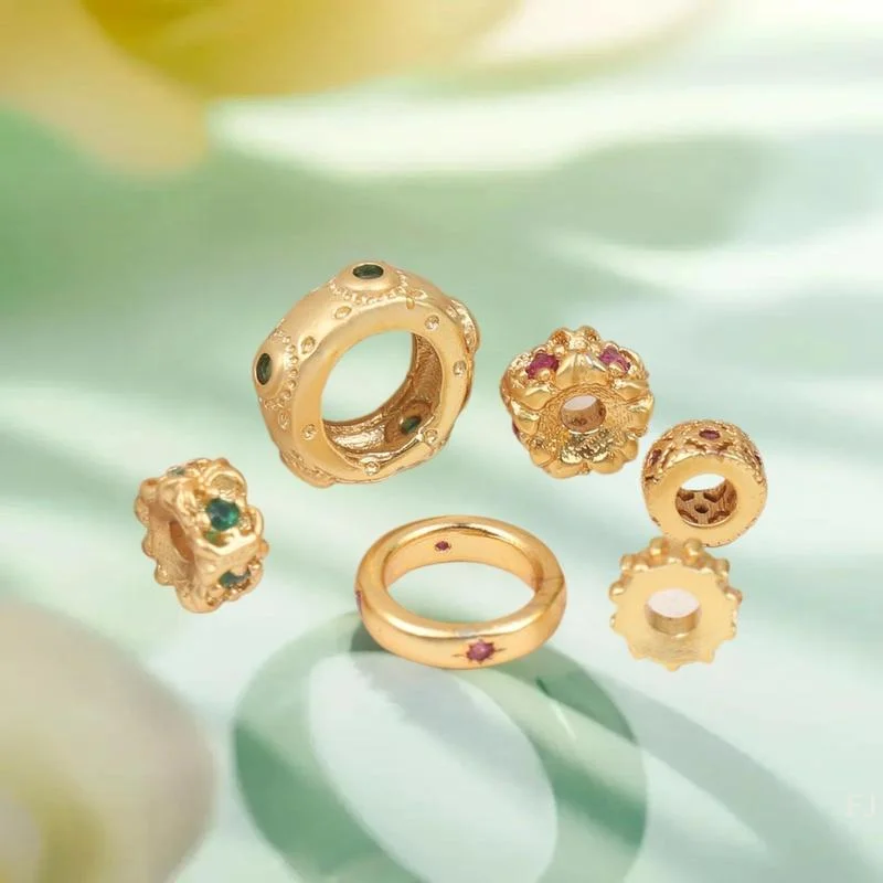 [YU]5/10Pcs Antiquity Micro-inlaid Zircon Golden Beads For Jewelry Making Spacer Beads DIY Bracelets Necklace Accessories