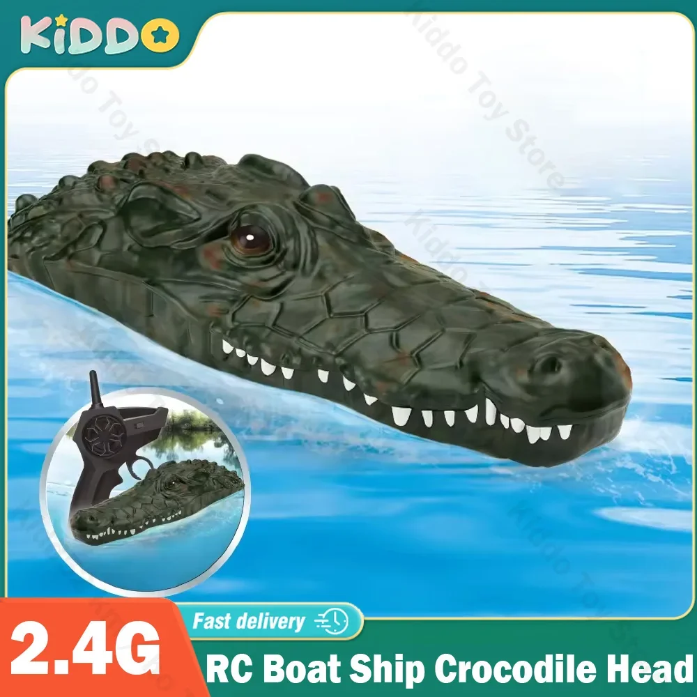 RC Boat Ship Toy Simulation Crocodile Head 2.4G Remote Control Joke Floating Boat Electric Toys Summer Water Spoof Toys gift