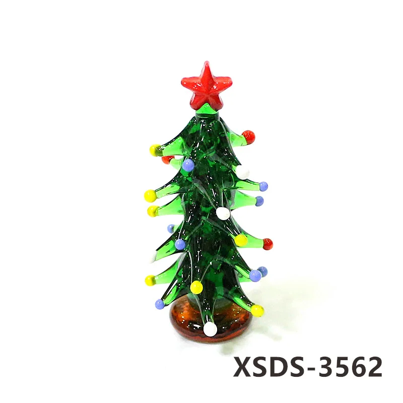 Custom Leuke Miniatuur Kerstboom Beeldje Glas Ambachtelijke Ornamenten Thuis Tafel Tiny Xmas Tree Decor Zeldzame Nieuwe Jaar Geschenken Voor kids