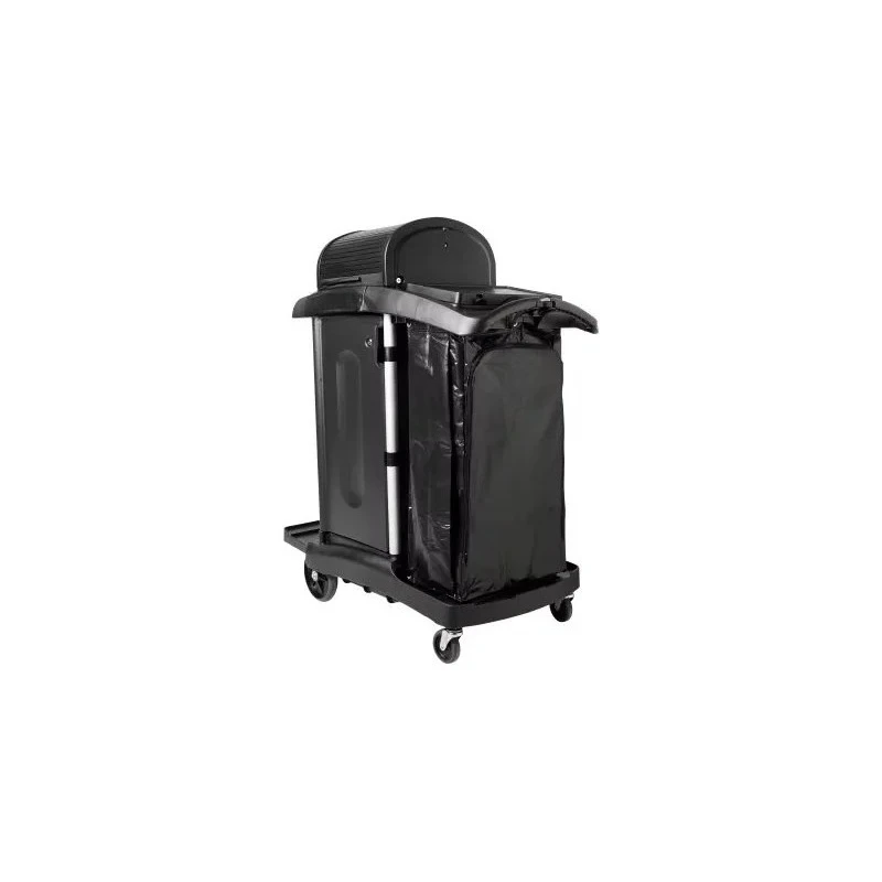 Locking Janitorial Cleaning Cart with Doors & Hood – High Security Commercial Trolley for Hospital, School, Office Custodial Use