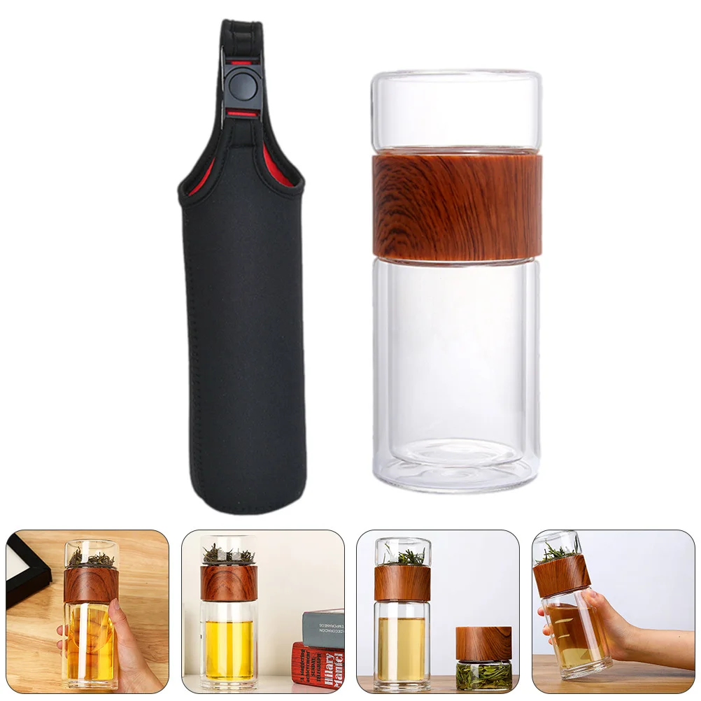 

1Pcs Eco Friendly Glass Tea Infuser Bottle Anti Scalding Double Wall Construction Tea Separation Cup for Daily Use
