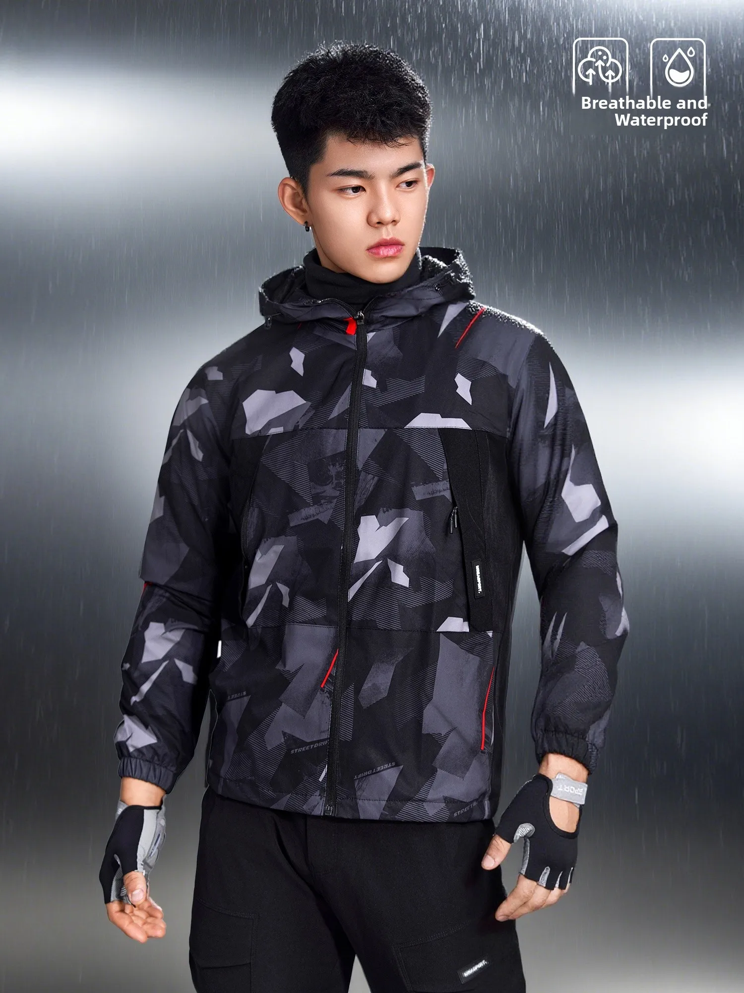 

Men's Outdoor Climbing Jaet Lightweight Casual Hooded Thin Qui Dry Windproof Polyester Fiber Sports Coat for Spring Autumn