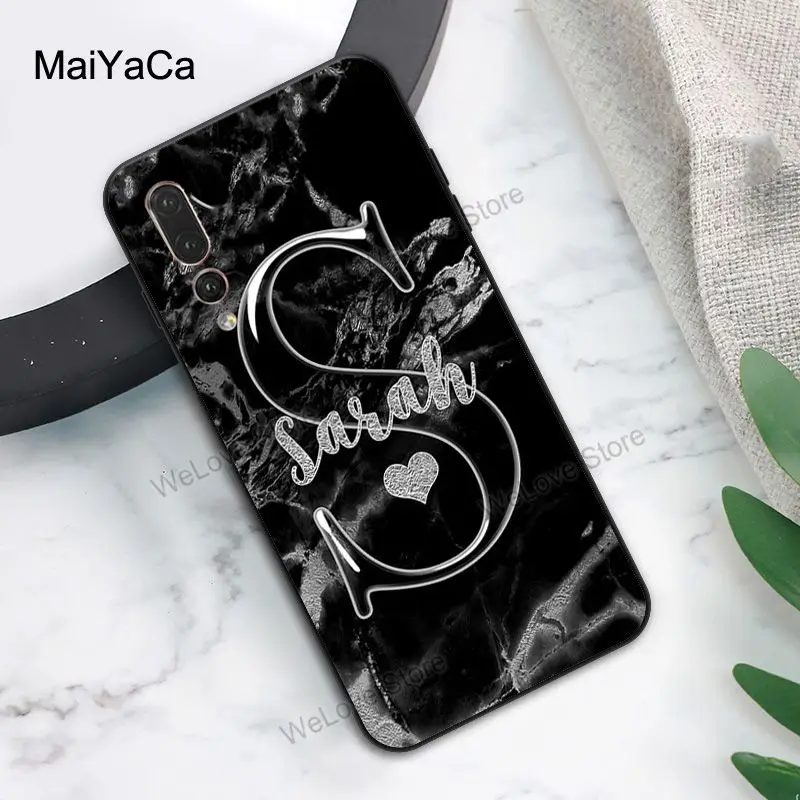 Glitter Rose Gold Marble Custom Name Initials Case For Huawei P20 P30 Pro P40 P10 Lite Mate 30 20 10 Lite P Smart 2019 Z