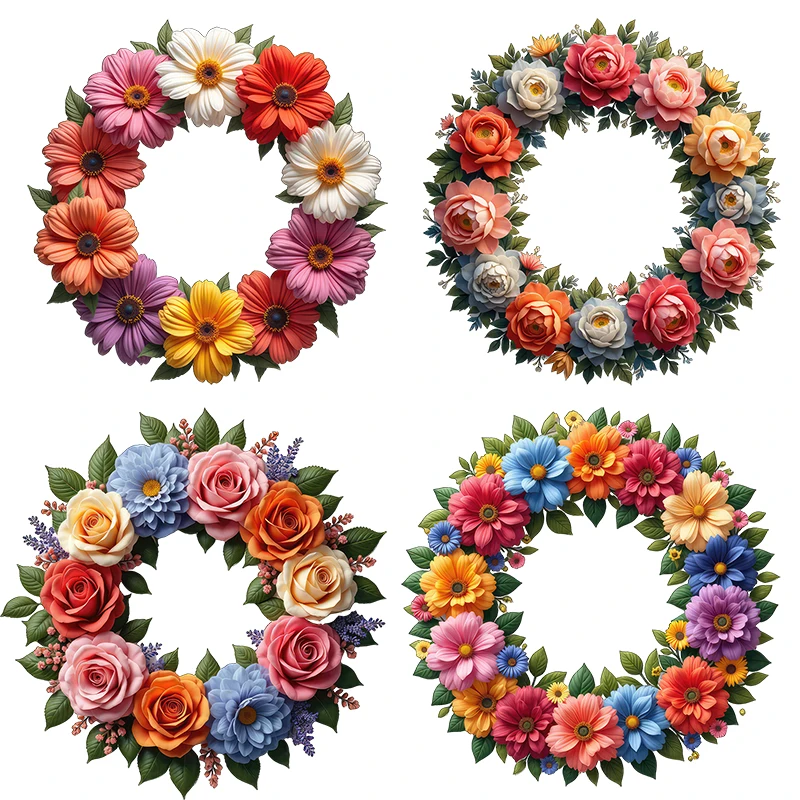 Three Ratels QO38 Beautiful flower wreath stickers art wall stickers for home decoration toilet decals