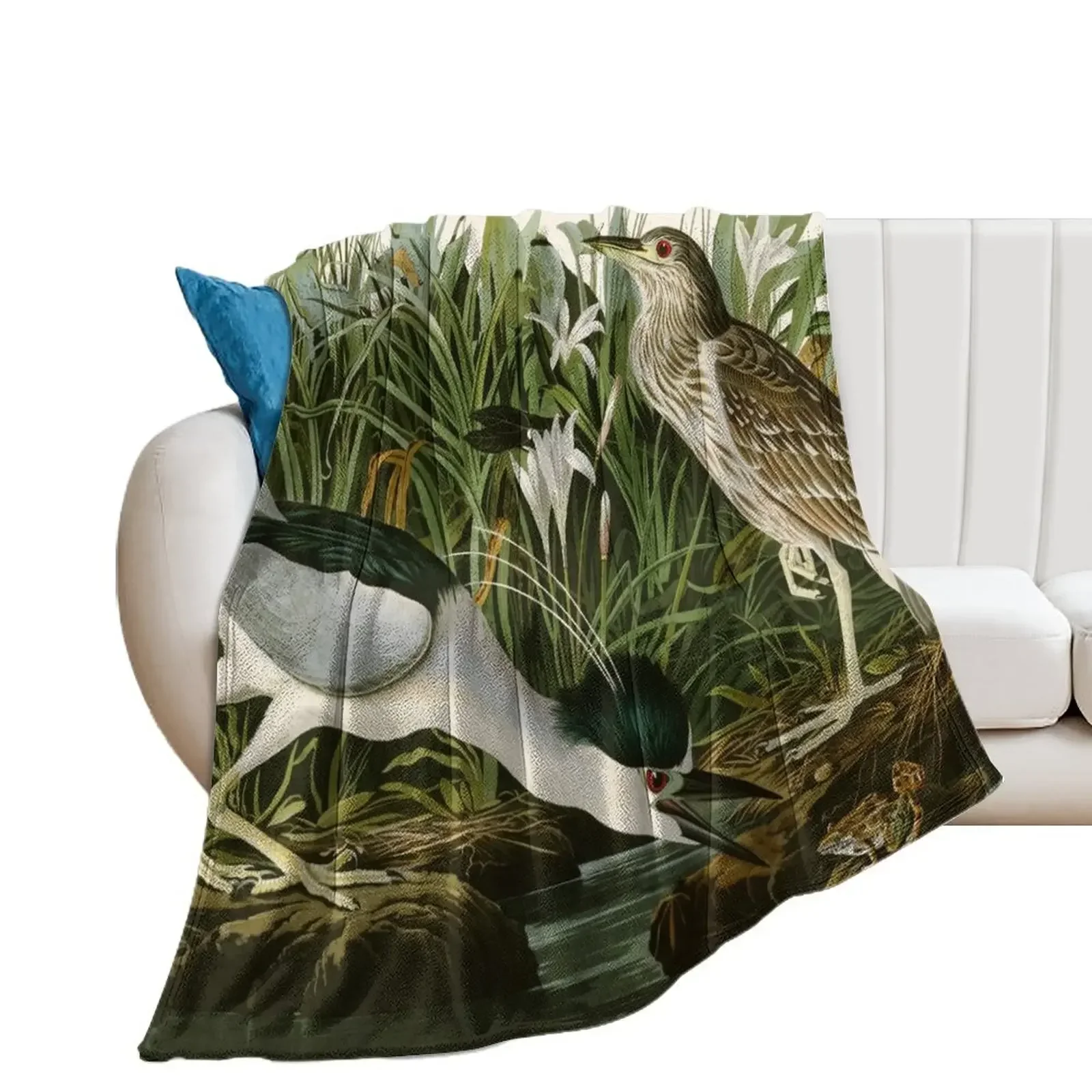 Night Heron - John James Audubon Birds of America Throw Blanket Thermal Hair For Decorative Sofa Blankets