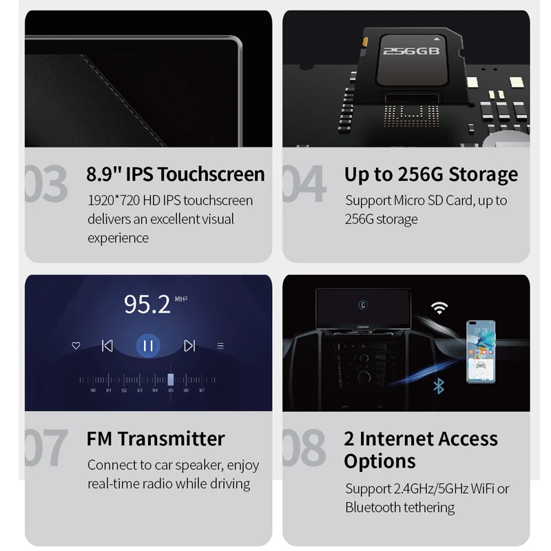 人気デザインDDpai M5Sカーステレオ8.9インチ超クリアタッチスクリーン2K超広角録画カーステレオDVDプレーヤー（アプリ付き）