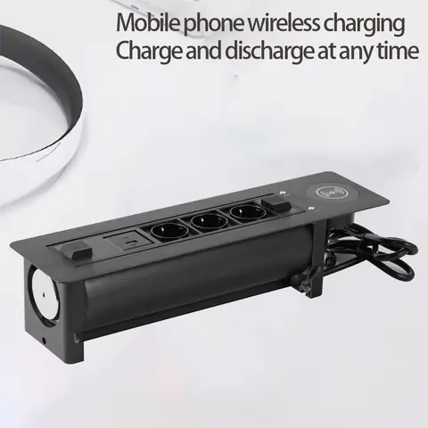 MANLEIKE Bordsuttag Skrivbordsuttag Inbyggt Automatiskt Dolt Uttag Kontorsskrivbord 3AC-uttag Med Trådlös Laddning/Typ-C/USB 10 best sales skrivbordsuttag - №5