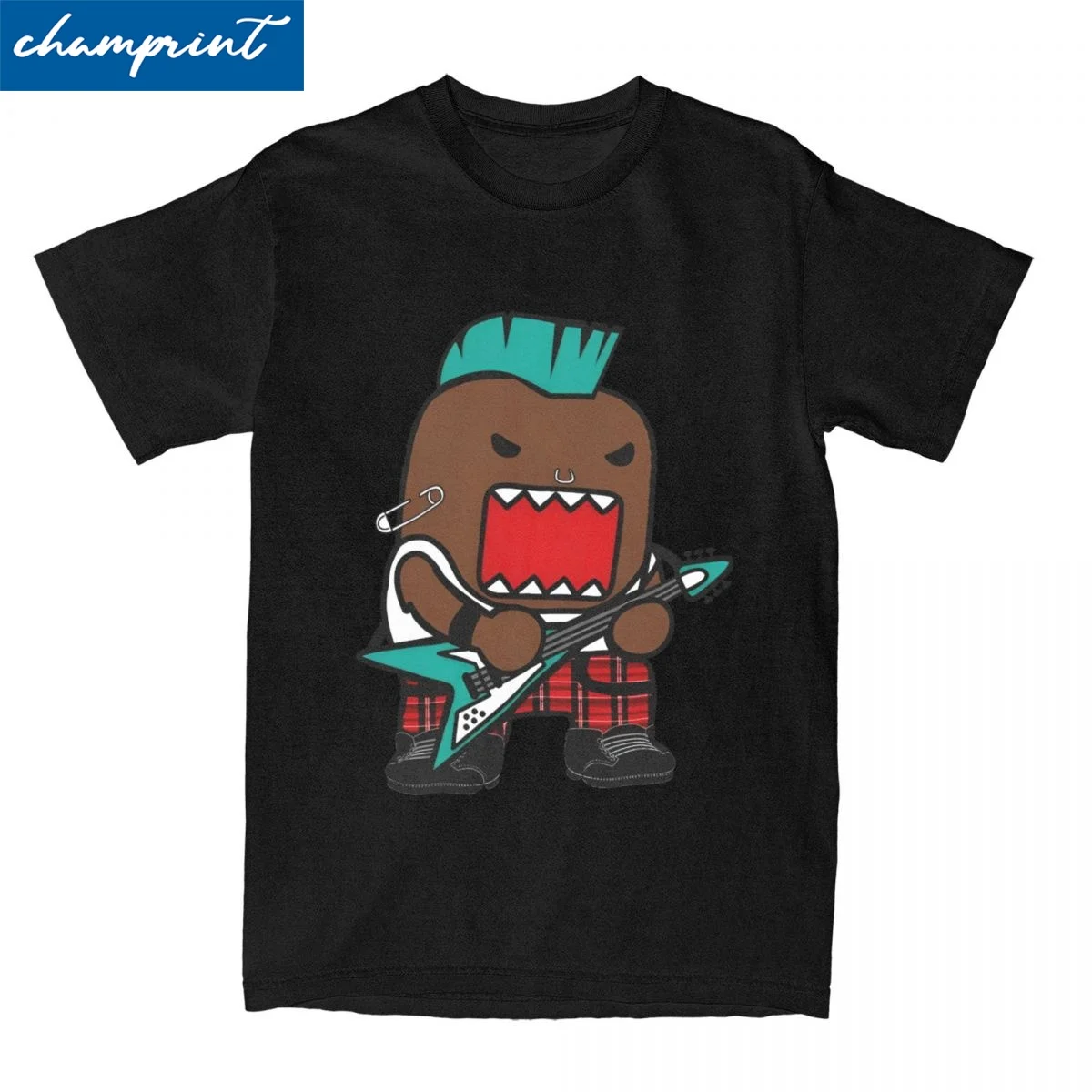 

Забавная футболка в стиле панк Domo Kun, мужская хлопковая футболка с коротким рукавом, мем, аниме, кукла, одежда с круглым вырезом