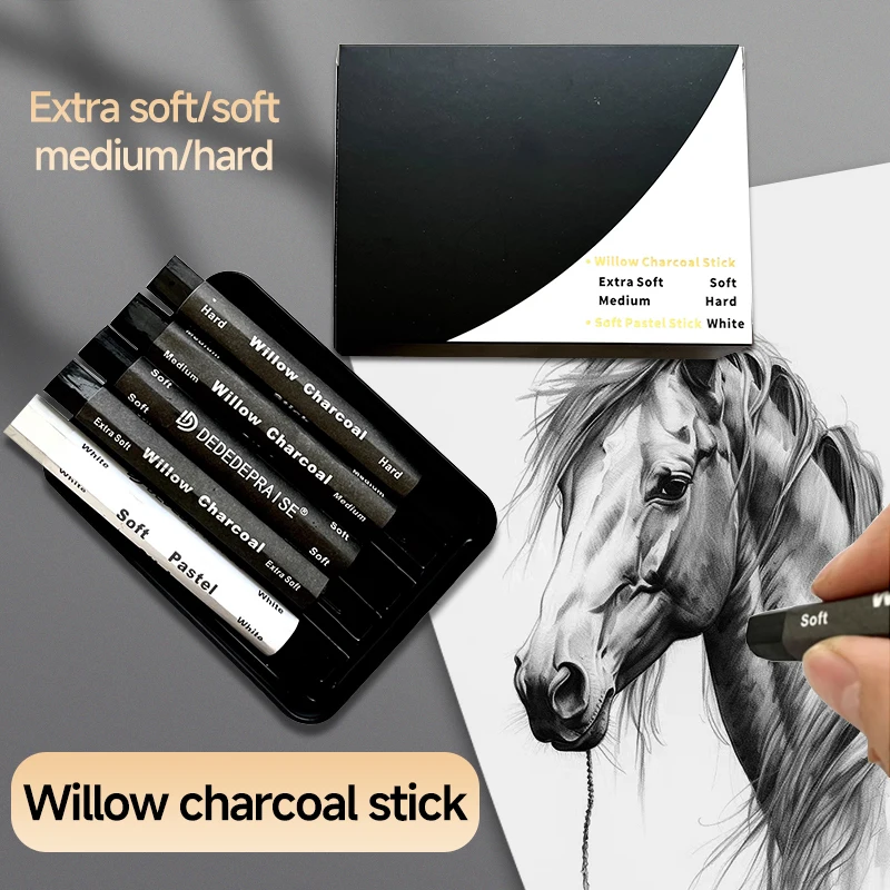 DEDEDEPRAISE 5PCS Willow Charcoal Sticks, Willow Professional Sketch Drawing Charcoal Bars Set Drawing Supplies for Artist WCS5