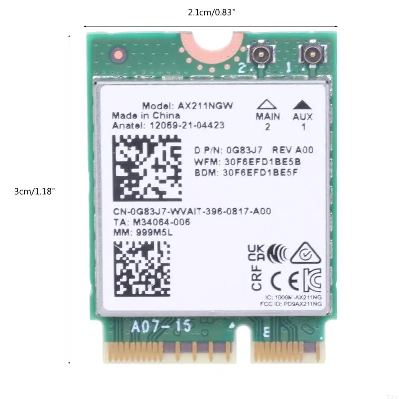 WiFi6E AX211NGW Wi-Fi-карта, быстрая скорость 2,4/5/6 ГГц, 5374M, адаптер беспроводной сети, совместимый с 5.3 AX211 M.2 Cnvio2