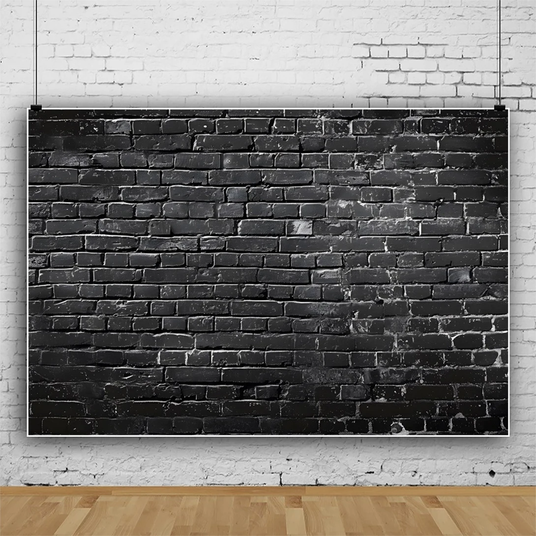 Grey Black Brick Wall Backdrop Birthday Party Kids Adult Art Portrait Wedding Photography Background Decor Photo Studio Props