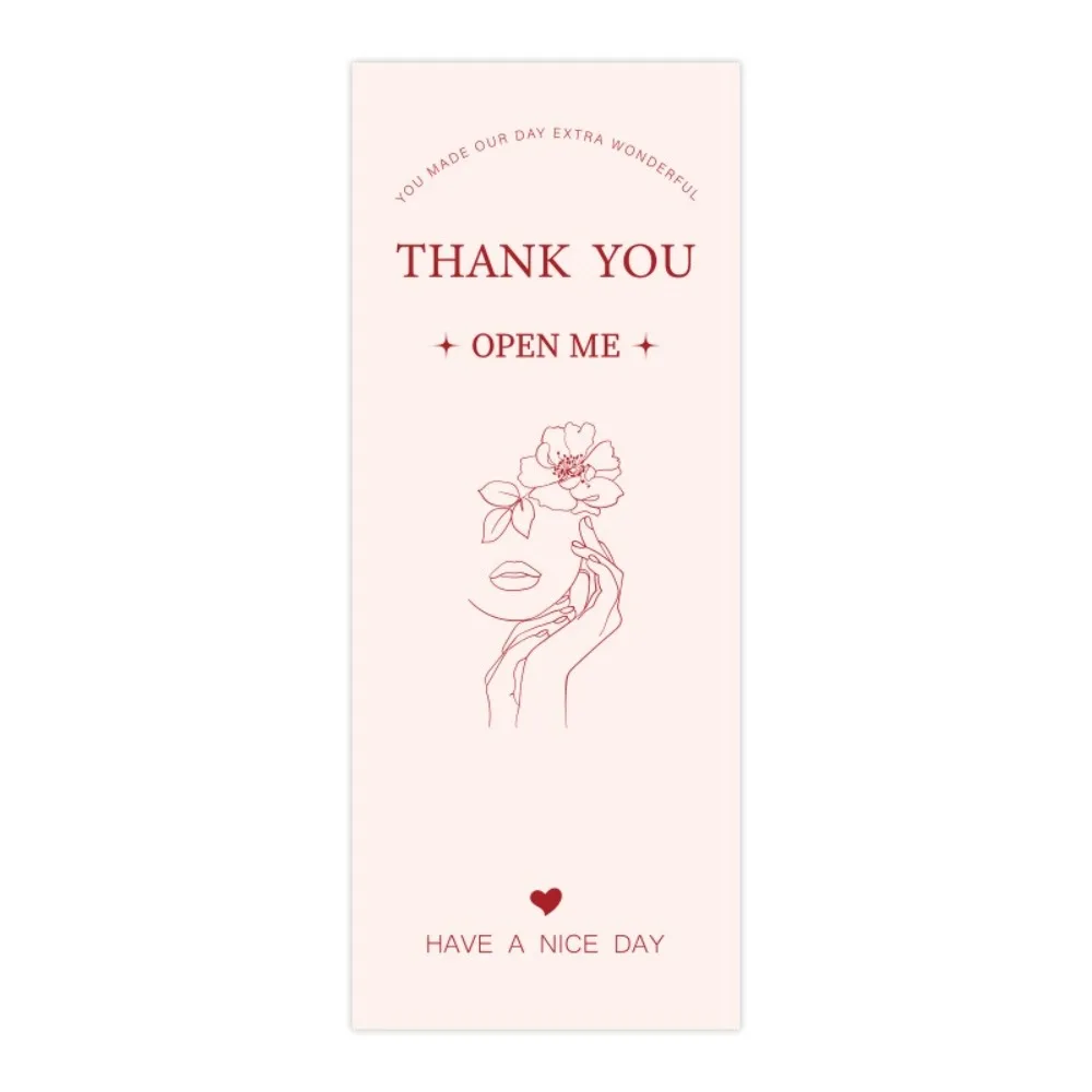50pcs Rectangular Thank You Sticker 6x15cm Flowers Pattern Gift Box Package Decor Handmade Seal Labels for Birthday Wedding - view 3