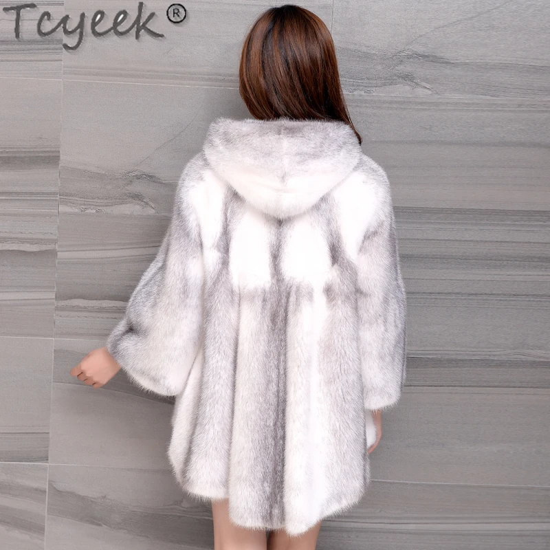 Tcyeek Cross Natural Mink Fur Coat Women Winter Women's Fur Jackets 2024 Fashion Luxury Real Fur Coats Woman Clothes Mid-length