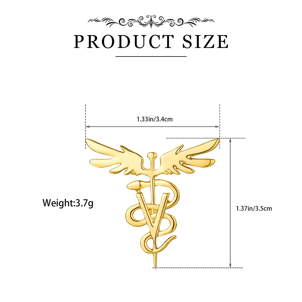 Catuni Angel Wings Serpent Staff Potion Badge Enamel Brooch Medical Collar Backpack Badge Jewelry Gift For Doctors And Nurses