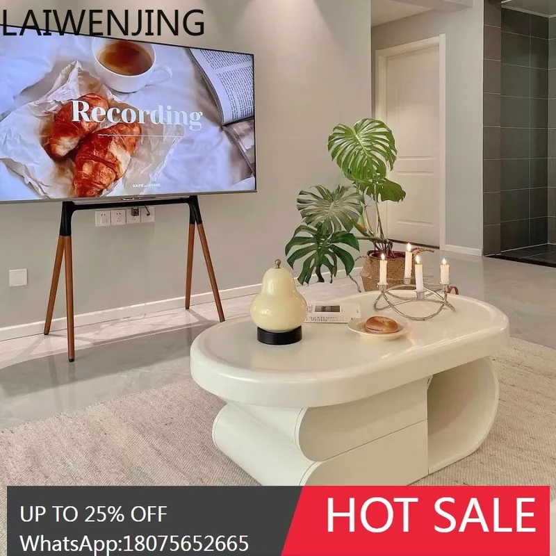 HLZ  Biscuit Coffee Table TV Cabinet Combination Oval Coffee Table High-End Feel