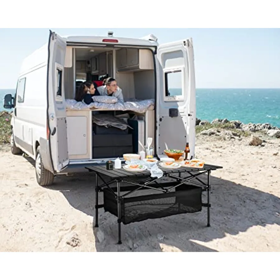 Lightweight Aluminum Folding Camping Table 37.13 x 21.57 x 19.69 Portable RollUp Design for Outdoor Camping Beach BBQ Patio and