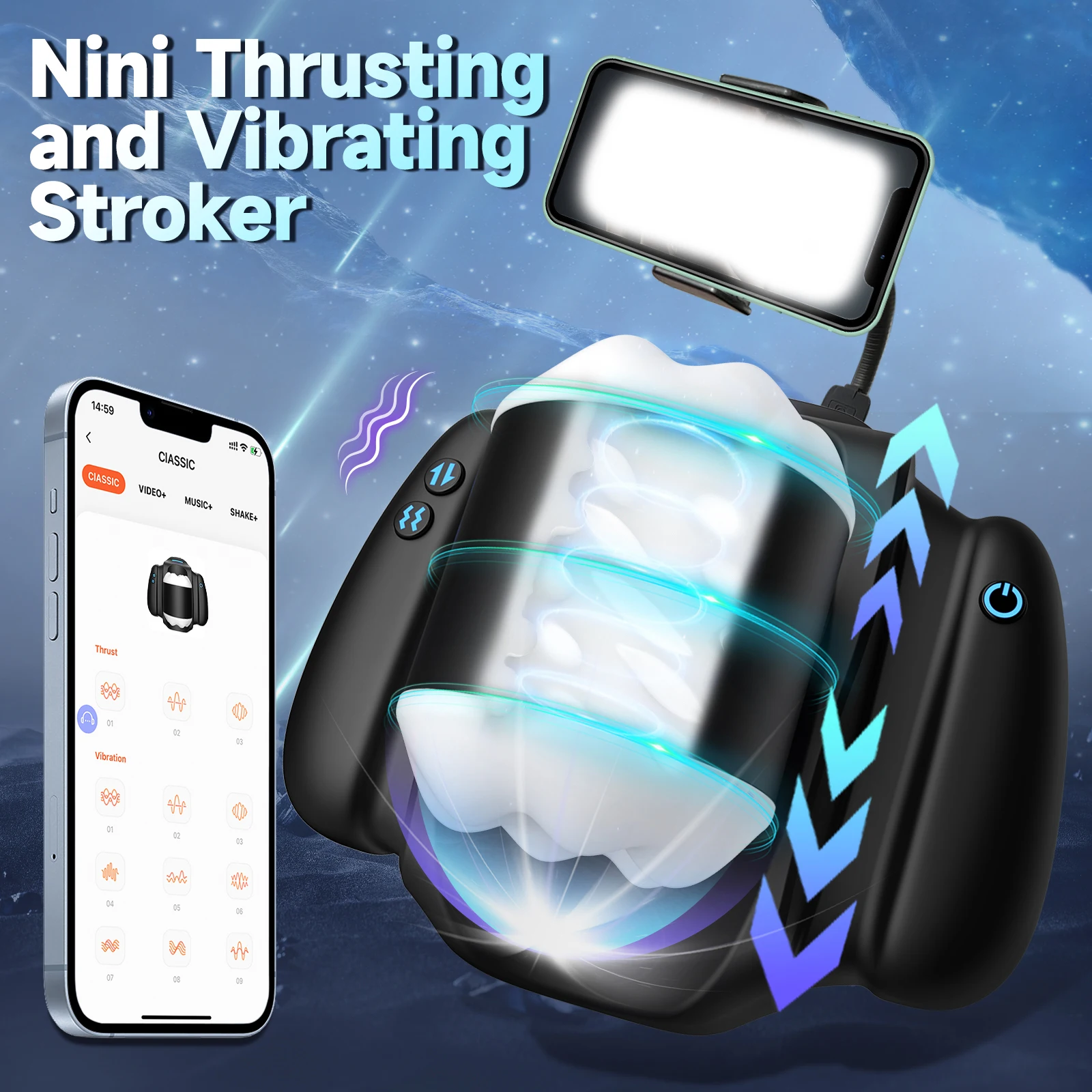 Automatic Telescopic Vibrating Handle Male Masturbator Adult Sex Toy For Men App Control Penetration Penis Trainer Pocket Pussy