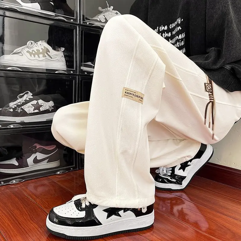 2023 autumn winter KPOP Fashion Style Harajuku  slim fittrousers loose all match Thick Pockets patchwork  sport heckered pants