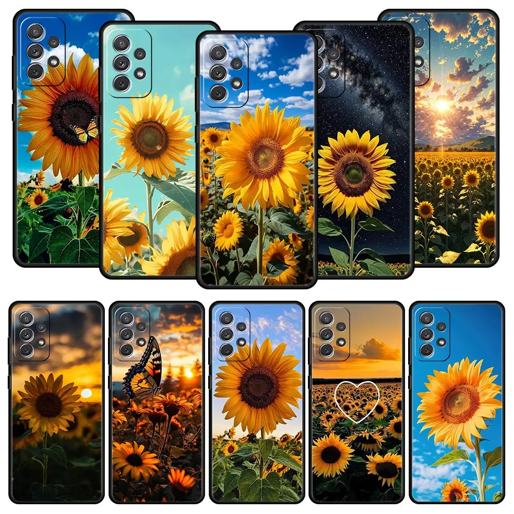 Yellow Sunflower Phone Case For Samsung Galaxy A17 A07 A55 A35 A25 A15 A05 A33 5G A31 A23 A21s A13 A41 A73 A53 A51 A71 A03 Cover