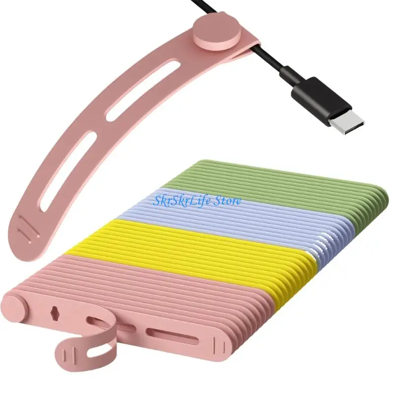 E65E 35Pcs Recyclable Silicone Cable Tie Wire Organiser for USB & Sound Wire