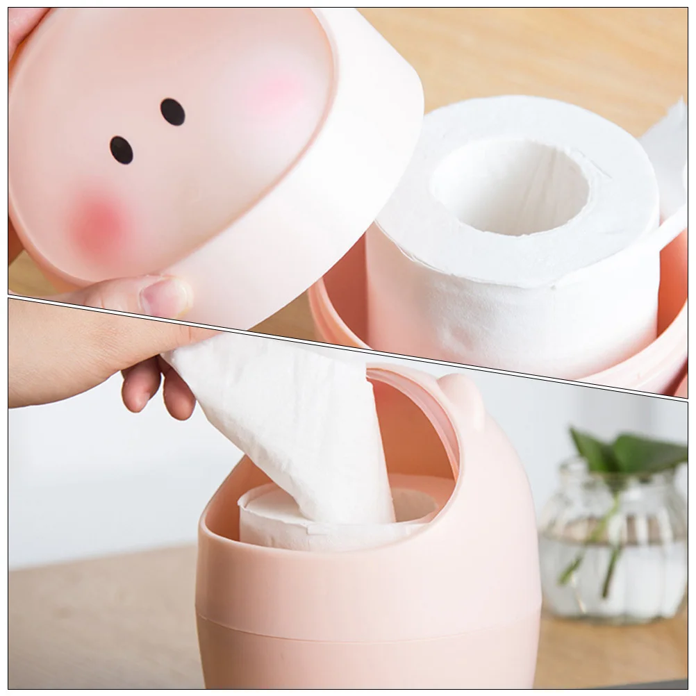 

Premium Flip Cover Garbage Can Compact Desktop Trash Bin for Office Bedroom Bathroom Cute Design Small Waste Storage