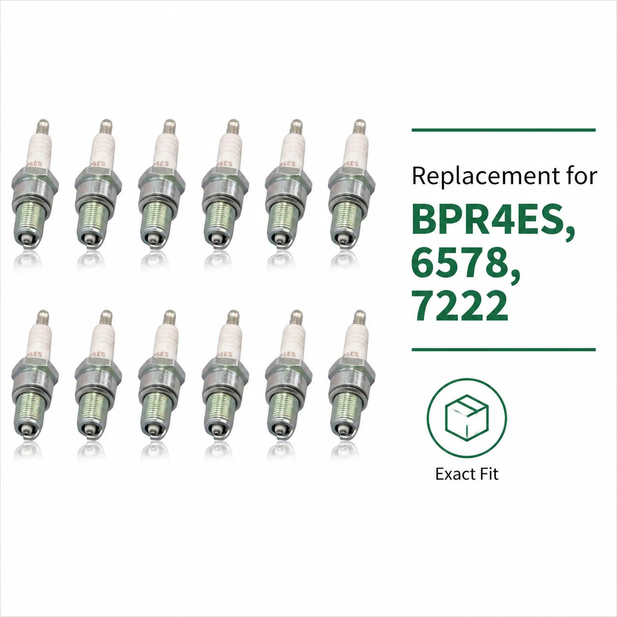 12PCS Spark Plug BPR4ES Replacement for NGK 6578 7222, Fits Kawasaki 92070-7004 John Deere M805853 Arien 9873 Motorcycle