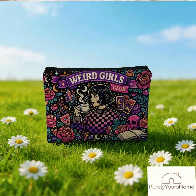 Makeup Bag New Retro Literary Style Weird Girls Club Illustration Lightweight Storage Toiletry Bags Fashionable Storage Bags