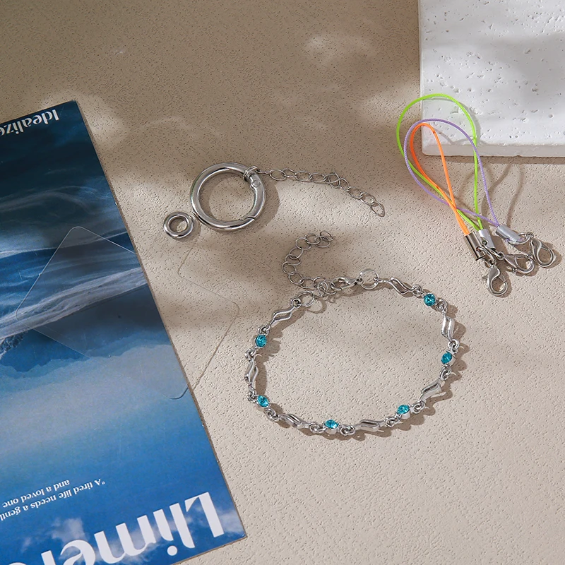 Luxury Colourful Crystal Zircon Bracelet Phone Chain For Women Fashion Adjustable Bangles Phone Case Keychain Party Jewelry Gift