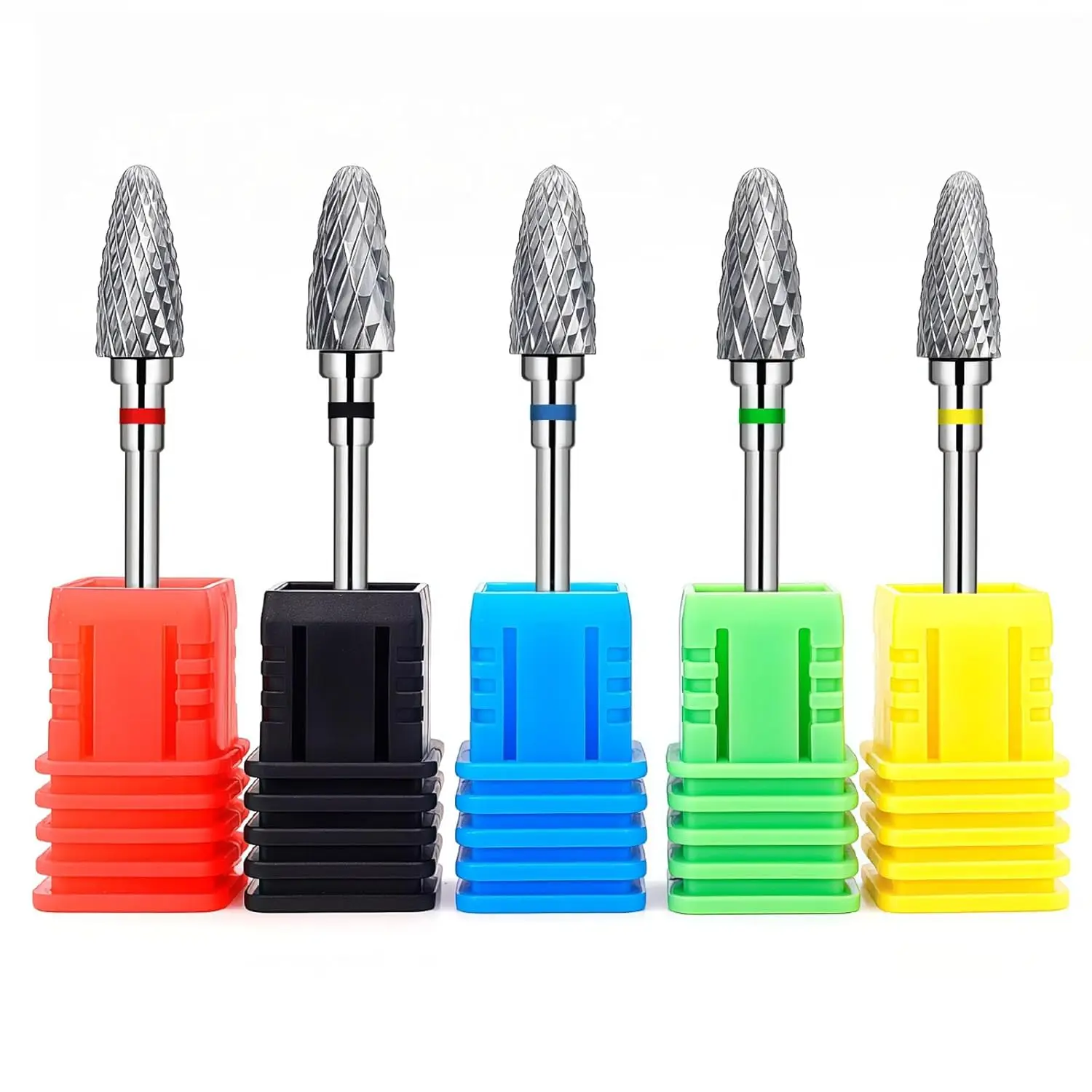 

Professional Tungsten Nail Drill Bits Set for Acrylic Nails, 3/32 Inch, 5 Pieces, Manicure Pedicure Tools, Home Salon Use