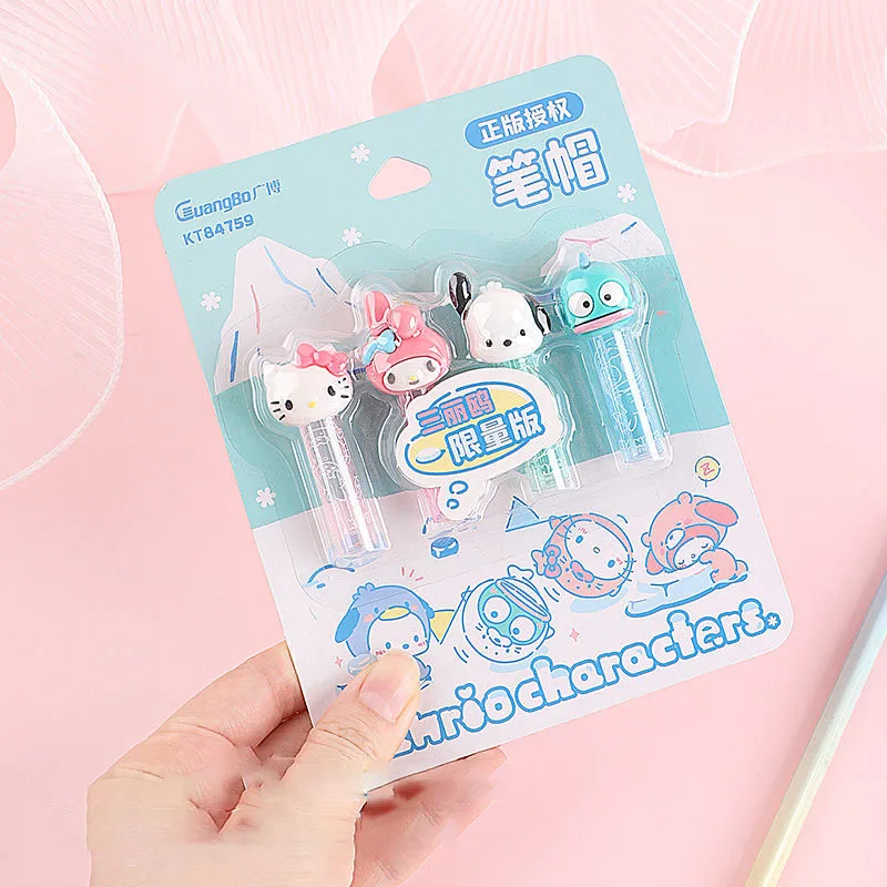 Hello Kitty Melody Pochacco Pen Cap Anime Cartoon Sanrio Hanton Pencil Set Student Pencil Protection Set Girls Pencil Cap