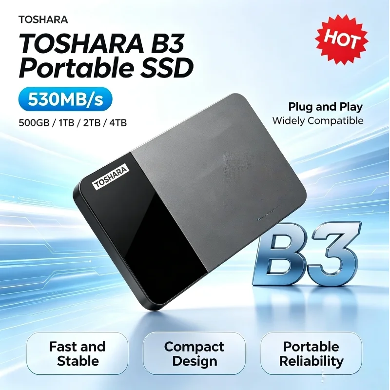TOSHARA B3 2.5 Inch USB3.0 Portable External HDD 1TB 2TB 4TB External Hard Drive High Speed Storage Hard Disk for Laptop Mac  PC