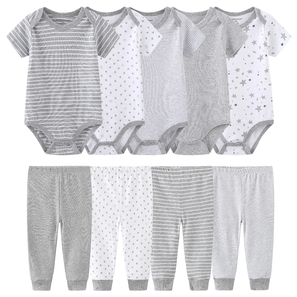 Newborn Baby Clothes 100% Cotton Sets for 0-12 Months Boy Girl 2023 New Infant Neutral Clothing Casual Stripes Toddler Outfits