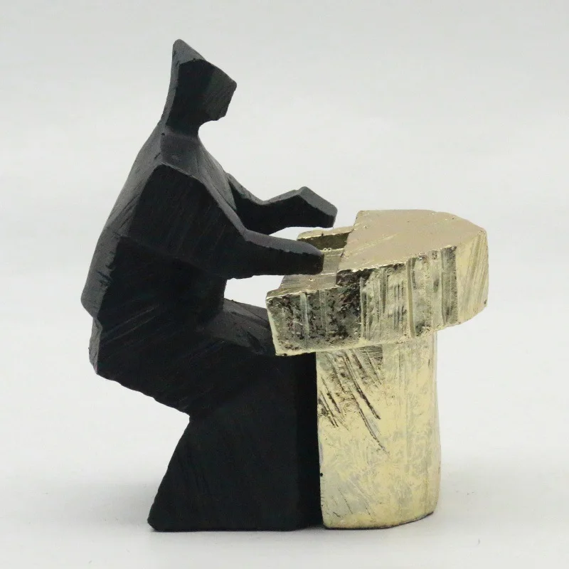 Creative Musical Figurine Modern Cello and Piano Person Sculpture Abstract Resin Portrait Statue Hallway Living Room Decoration