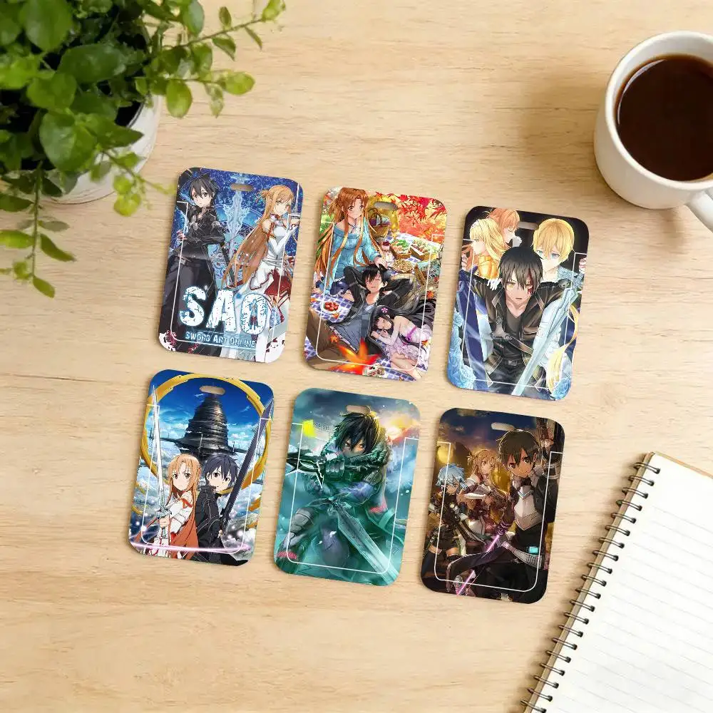 Sword Art Online Black Lanyard Card Holders Student Meal Cards And Campus Ids School