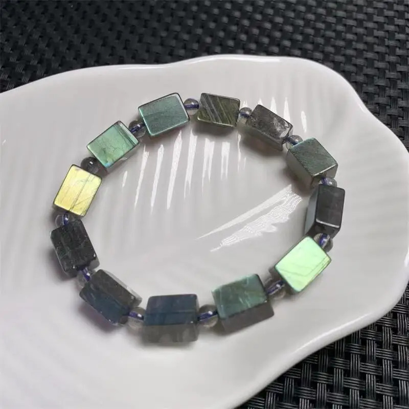 

Natural Gray Moon Stone Cube Bracelet Women Energy Bead Reiki Healing Fengshui Stone Jewelry Holiday Gifts 1PCS