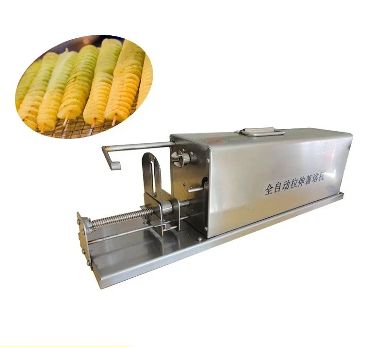 Automatic Stretch Stainless Steel Potato Slicer Chips Cutter Tornado Potato Machine Spiral Twisted Potatoes On A Stick