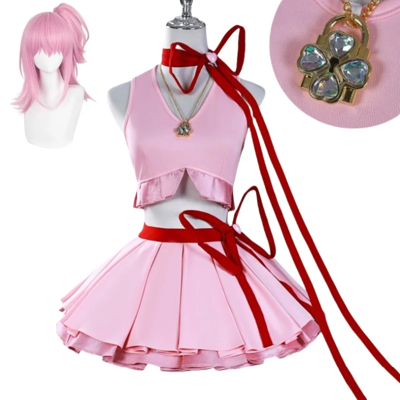 

Anime Hinamori Amu Cosplay Costume Pink Top Skirt JK Combat Dress Set Role Play Outfit for Women Girls Halloween Carnival Party