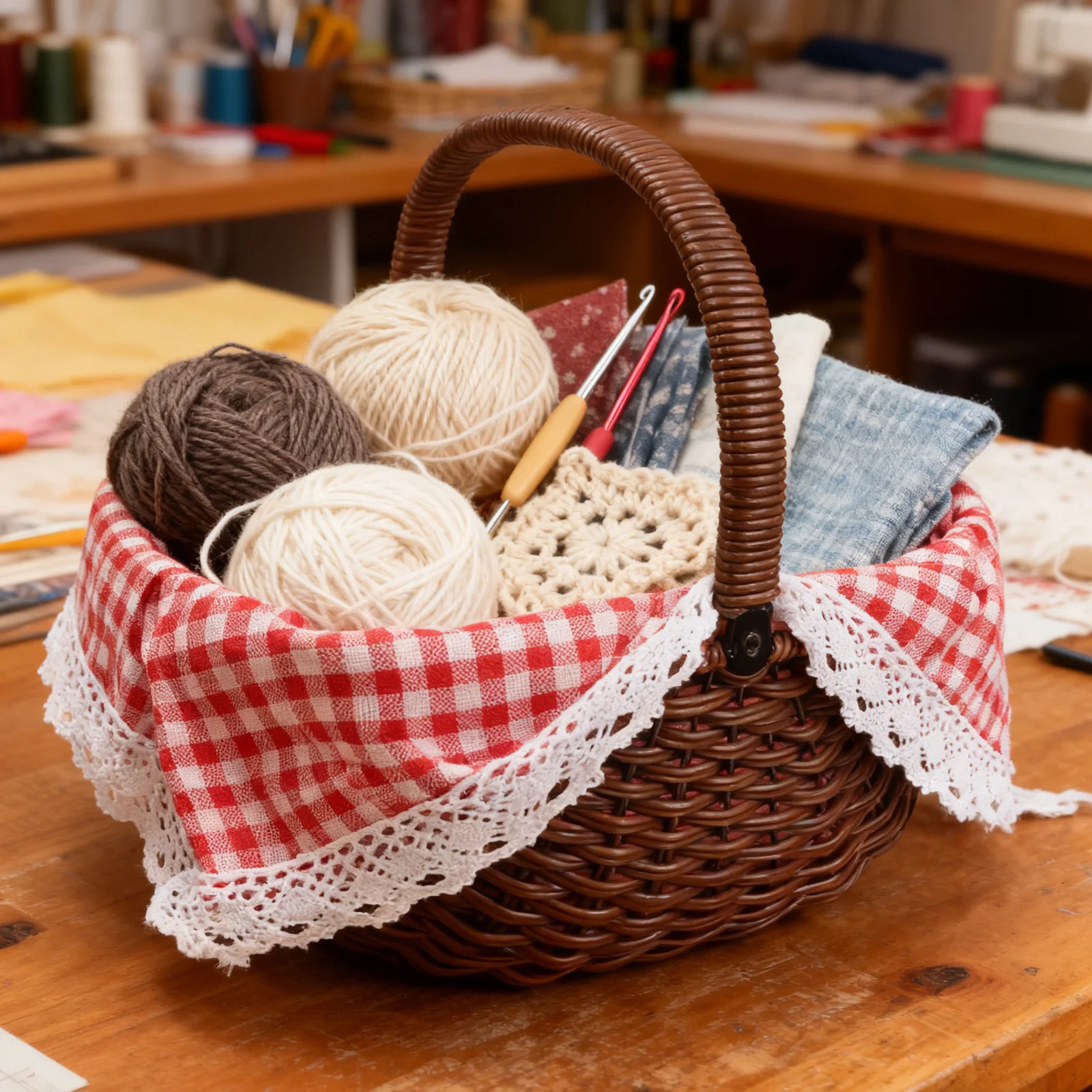 

Reusable Basket Liner Cloth for Oval Wicker Basket - Breathable Fabric Insert with Lace Trim - Picnic Hamper Easter Bread