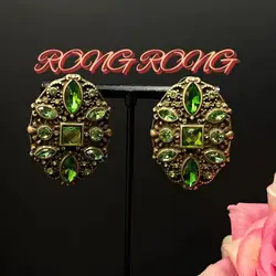 Vintage Antique Jewelry Heavy Emerald European and American Return Original Palace Style High-end Vintage Earrings