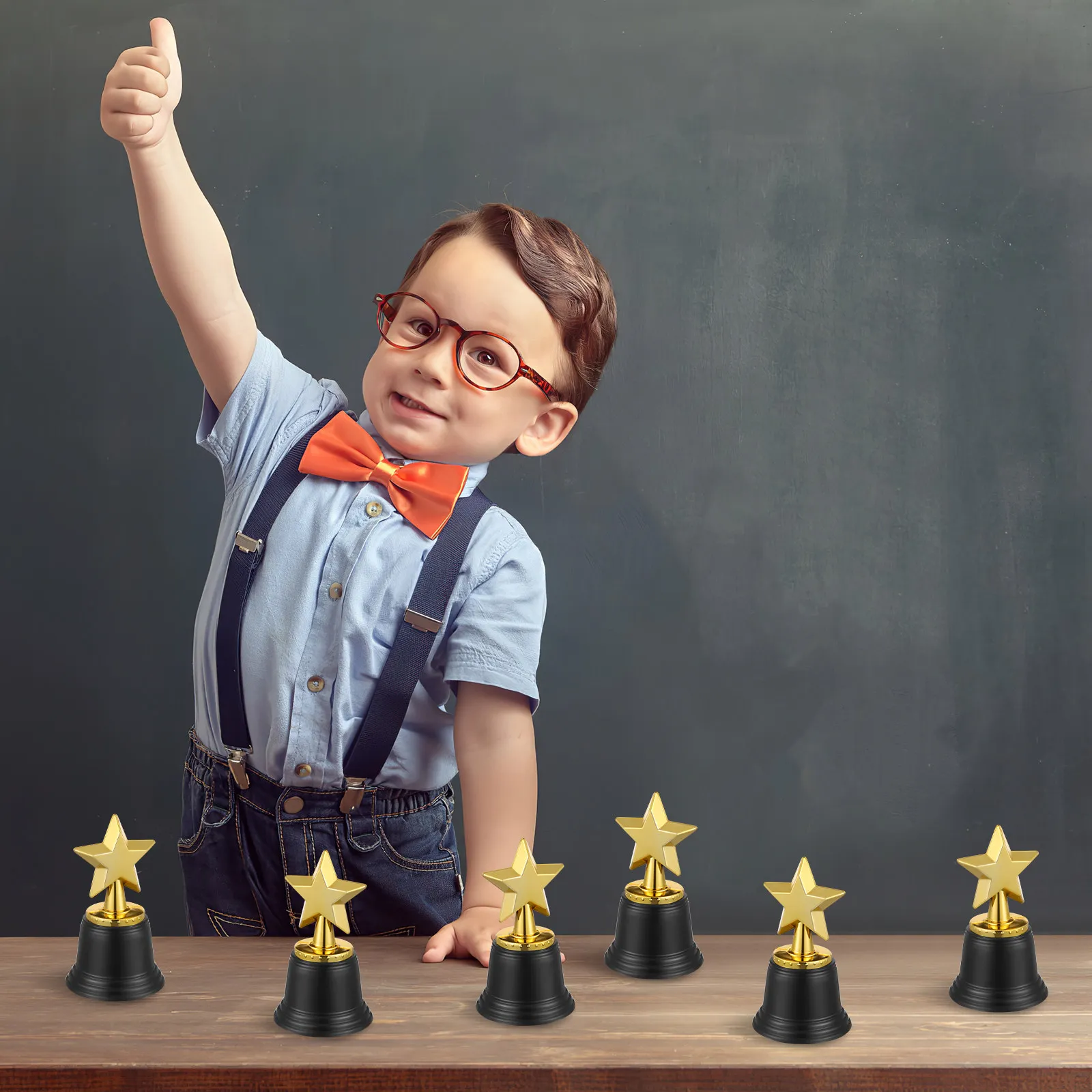 Bulk 20Pcs Kids Five-point Star Trophy Plastic Mini Awards for Party Favors Decor Children Friends Toy Prize Multi-use Home Use