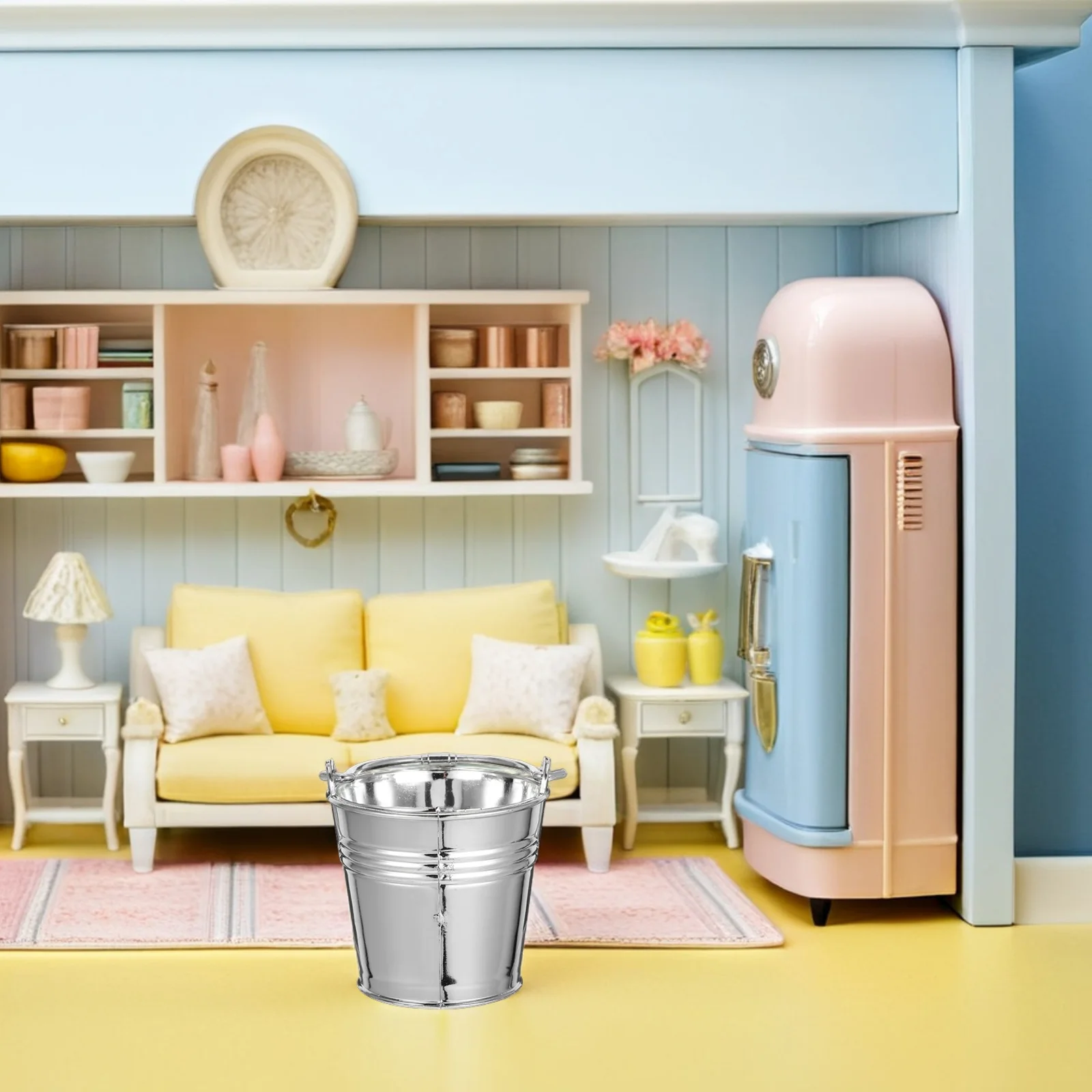 

10pcs Mini Plastic Bucket Handle Small Kids Kitchen Set Silver Miniature Play Cookware For Dollhouse Party Favors Beach Play