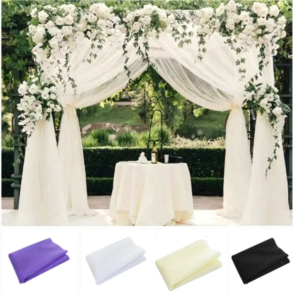 

48cmx10m Wedding Organza Crystal Tulle Fabric Birthday Party Backdrop Roll Sheer Pearl Yarn Baby Shower Supplies