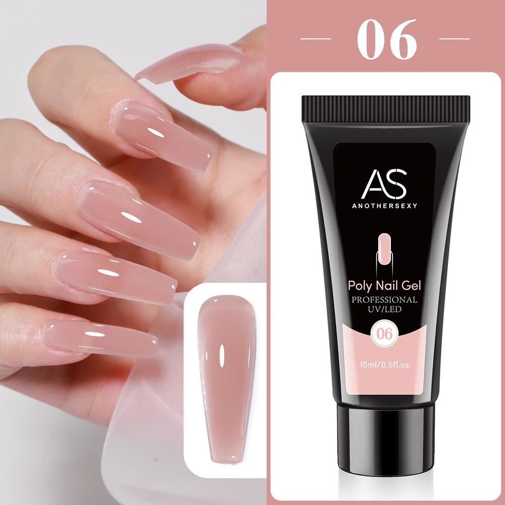 AS 15 ml Nagelverlängerungsgel, Nagelaufbau, Poly-Nagel-Acryl-Gel, UV-LED, schnelle Verlängerung des Kristallmodells, schmerzloser Kristall-Renis-Kleber