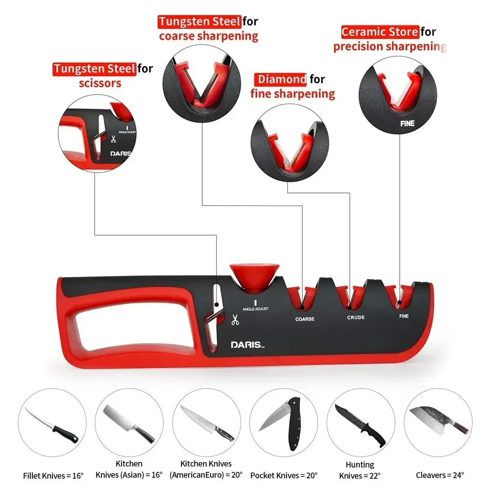 

Kitchen Convenience Sharpener Professional Sharpening System 1 Black/Red Quick Sharpening Tool kitchen accessories