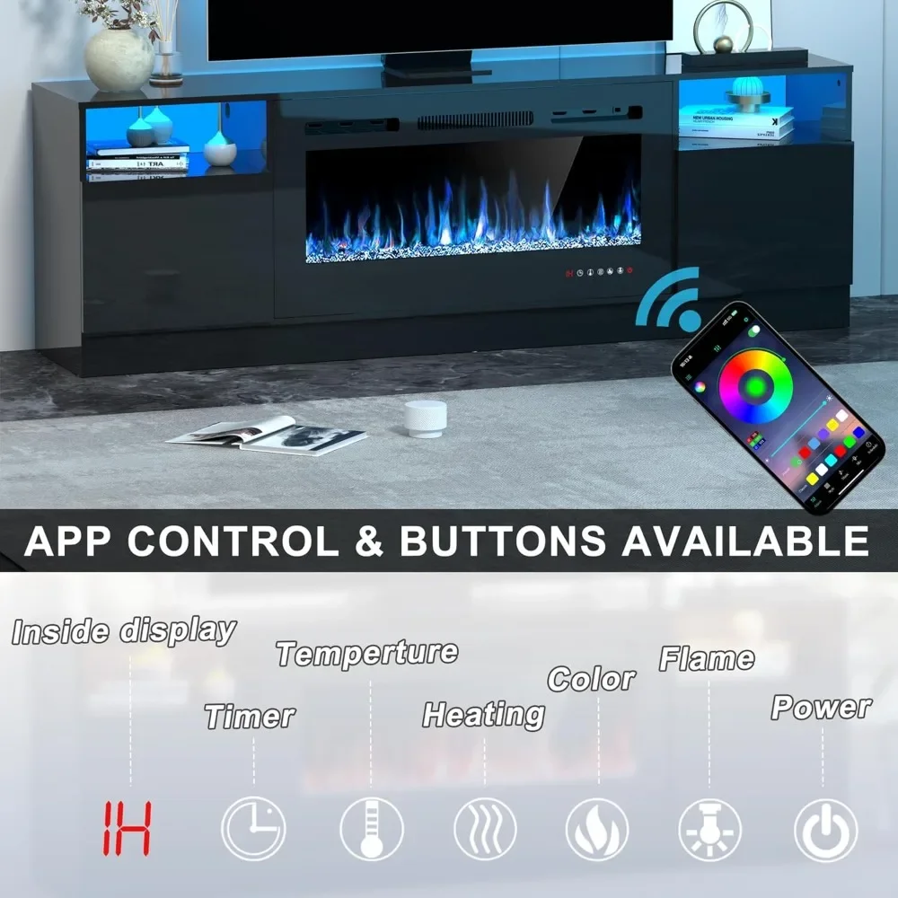 80 Inch TV Fireplace Stand with 36