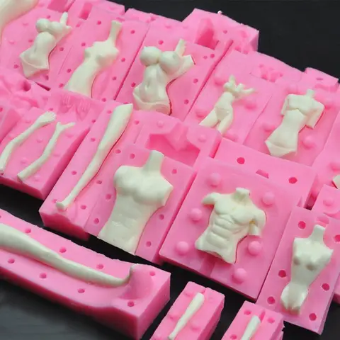 3D Doll Body Silicone Mold Fondant Chocolate Cake Decorating Tool DIY Clay Soft Pottery Doll Human Body Hand and Feet Mold