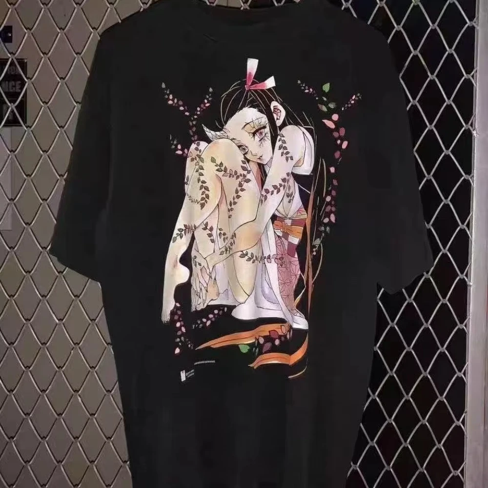 

Футболки с аниме Demon Slayer, винтажная футболка Kimetsu No Yaiba, большие размеры с короткими рукавами, манга Demon Slayer Blade Douma, футболки