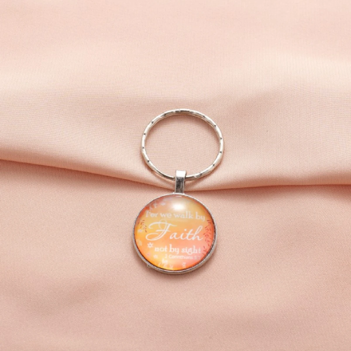 1pcs new letters for we walk by Faith Creative Time Jewel Key Ring