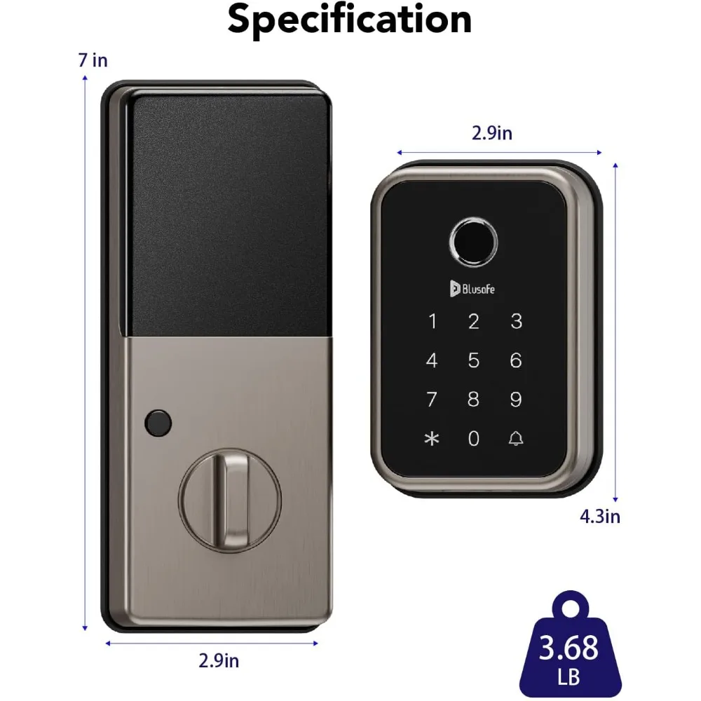Smart Lock Fingerprint Door Deadbolt Lock 4-in-1 Entry Door Locks Smart (Cloud Brushed Nickel)