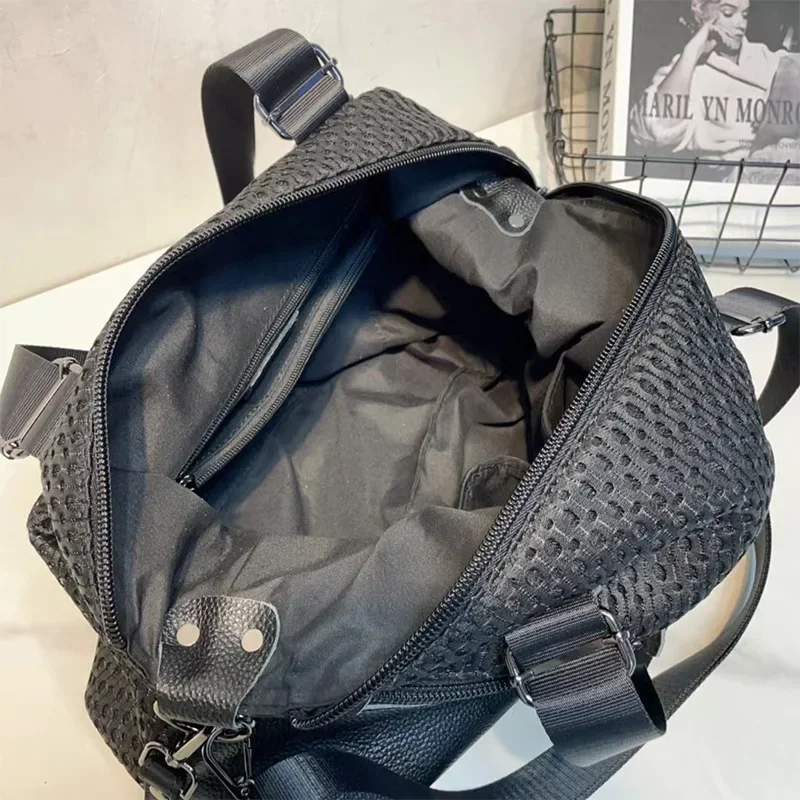 Casual Women's Shoulder Bag, New Style Crossbody Bag with Mesh Fabric, Leather Trim, Large Capacity